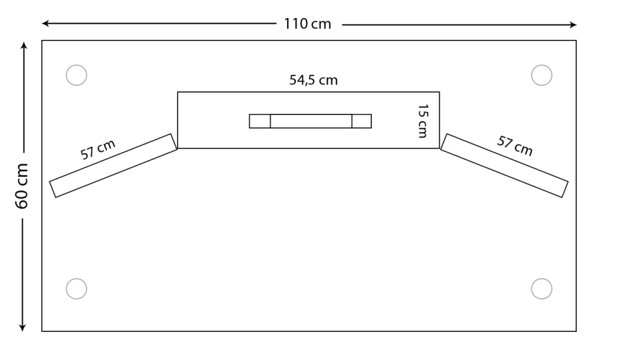 Minimum dimensions of the table needed to set up the Mobile Mirror